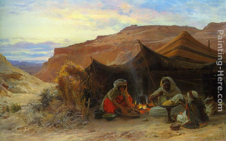 Bedouins in the Desert painting - Eugene-Alexis Girardet Bedouins in the Desert art painting